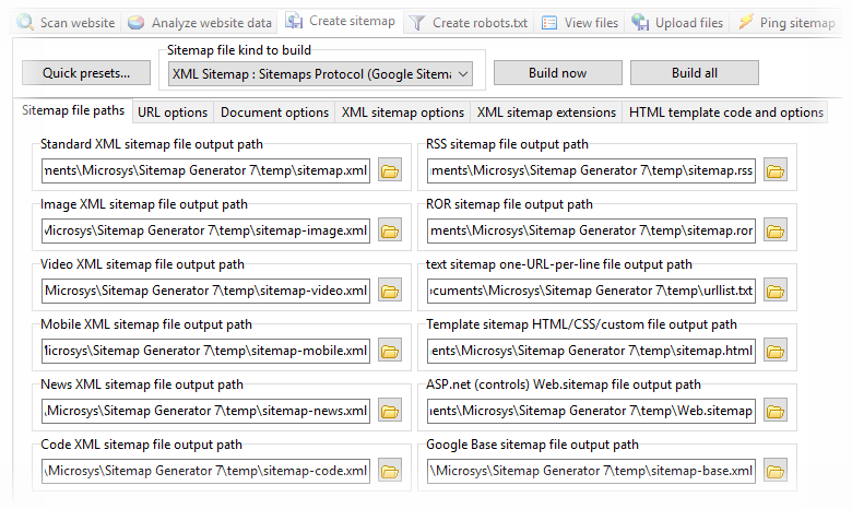 xml sitemap file types